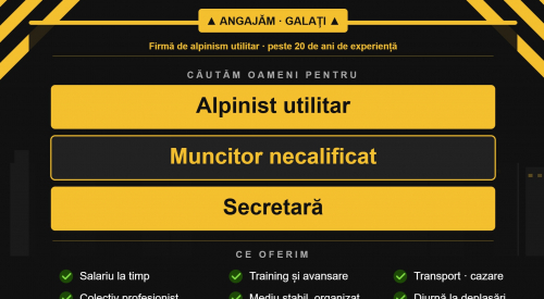 ✅ ALPINIST UTILITAR ✅ MUNCITOR NECALIFICAT ✅ SECRETARĂ